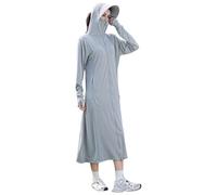 Abito da spiaggia a maniche lunghe con cappuccio, da donna, protezione solare, per attività all'aperto, con cerniera, cappotto traspirante per lo sport