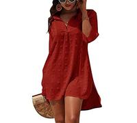 Abito da Spiaggia Allentato da Donna Bikini Allentato a Manica Lunga con Scollo a V Coprire Costumi da Bagno Coprire Tunica fluida Camicetta per Le Vacanze Costumi Interi da Bagno per Donna