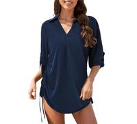 Abito da spiaggia da donna con pratico cordoncino per uno stile perfetto da spiaggia, Blu, L