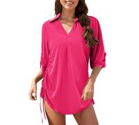 Abito da spiaggia da donna con pratico cordoncino per uno stile perfetto da spiaggia, rosa intenso, L