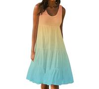 Abito da spiaggia da donna Tie Dye estivo senza maniche girocollo swing abiti a balze da vacanza corto prendisole da donna UK taglie forti S-5XL I miei ordini Ordini di vendita Ordine di liquidazione