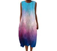 Abito da spiaggia donna in cotone pullover abiti san maniche casual ampia A-line stampa fiore abiti scollo a V grande taglia metà lungo abito lungo donna vintage vestito per festa lavoro, malva, XL