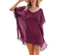 Abito da spiaggia trasparente sexy - caftano nero trasparente - abito boho da donna estivo - abito da spiaggia a maniche corte - poncho da spiaggia leggero traspirante bikini copertura up pareos al