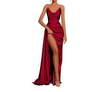 Abito da sposa a sirena con spalle scoperte, senza spalline, senza maniche, lungo abito da ballo per donne, YIAX128, personalizzabile, Borgogna, 40