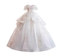 Abito Da Sposa Alla Moda, A Trapezio, Rete, Lungo Fino Al Pavimento, Con Gonna Fluida, for Cerimonia Giardino O In Chiesa(XL)