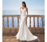 Abito da sposa bianco elegante e chic di HEARBOBO, con scollo a bretelle e dettagli intricati a fascia in tessuto intrecciato, per un aspetto vintage e raffinato L,M,S,XL,XSTessuto intrecciato