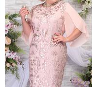 Abito da sposa casual con ricami, scollo tondo e maniche corte, progettato per donne europee e americane di taglia comoda 1XL,2XL,3XL,4XL,5XLBlocchi di colore,Piante,stampa dappertuttoTessuto intrecci