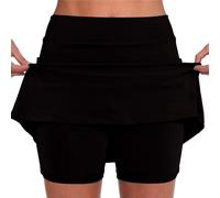 Abito da sposa da donna tinta unita alla moda a doppio strato gonna da tennis pantaloni nero vestito per le donne, bronzo, M