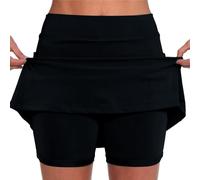 Abito da sposa da donna tinta unita alla moda a doppio strato gonna da tennis pantaloni nero vestito per le donne, Blu scuro, XL