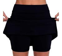Abito da sposa da donna tinta unita alla moda a doppio strato gonna da tennis pantaloni nero vestito per le donne, Nero , S