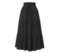 Abito da sposa formale comodo elastico a vita alta gonne vacanze una linea swing gonne lunghe casual abiti estivi per le donne, Nero , XL