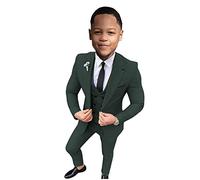 Abito da sposa formale da ragazzo Set di abiti per bambini Blazer e pantaloni Outfit un bottone Blazer Gilet Pantaloni per bambini, Verde scuro, 14 Anni