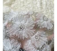 Abito Da Sposa In Pizzo E Tulle Con Fiori Di Perline 1 Y