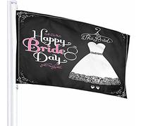 Abito da sposa modello Flag Decor 3x5 Ft Happy Bride Day Get Married Abito da sposa Romantic Love Poliestere stampato Pattern Outdoor Decor per case e giardini