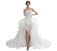 Abito Da Sposa Moderno In Rete Con Spalle Scoperte for Matrimonio All'aperto, Ricevimento Giardino, Cerimonia In Chiesa(XS)