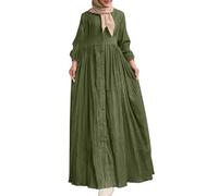Abito da sposa musulmano Kaftan 1 pezzo tinta unita lunghezza intera abbigliamento da preghiera musulmano donna manica lunga 2025 nuovo ideale per dubai medio oriente abaya islam ramadan, verde, L