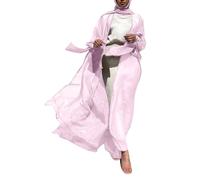 Abito da sposa musulmano Kaftan 1 pezzo tinta unita lunghezza intera abito da preghiera musulmano donna manica lunga casual ideale per islam caftano dubai jilbab arabo, Rosa, L