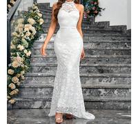 Abito da sposa semplice e casual da donna, monospalla, colore unito, elegante, bianco, adatto per la primavera L,M,S,XLColore unicoTessuto in maglia