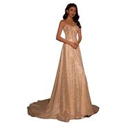 Abito da Sposa Semplice Sling Slim Glitter Backless Super Fairy Temperamento Elegante Abito da Sera Lungo Snello (Color : Natural, Size : S)