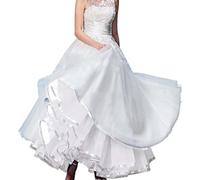 Abito da sposa senza ossa con sottogonna lunga per il vostro matrimonio da sogno, bianco, XL