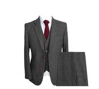 abito da testimone dello sposo Completo Da Uomo, 3 Pezzi, In Tweed, Formale, Con Revers A Lancia, Stile Classico, For Matrimonio, Sposo, Banchetto, Lavoro, Smoking Per il matrimonio(Dark Grey,S)