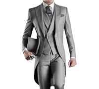 Abito da testimone dello Sposo Completo da Uomo for Matrimonio, 3 Pezzi, Smoking Sposo, Abito Ballo Formale, Completo alla Moda per Il Matrimonio(Gray,XXL)
