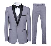 Abito da Uomo 3 Pezzi Slim Fit Abiti da Pranzo Nero Rosso Blu Formale Giacca da Smoking da Uomo Giacca Gilet Pantaloni