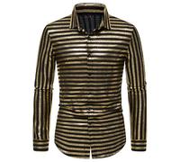 Abito da uomo a maniche lunghe, con paillette, con paillettes, 70 pezzi, da discoteca, lucido, a maniche lunghe, elegante, per uomini, feste, carnevale, feste a tema, O Gold, S