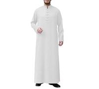 Abito da uomo Abaya Kaftano musulmano Thobe Abito lungo Casual Camicia a maniche lunghe Abaya Abbottonatura Kaftan Thobe Abito lungo un pezzo abito musulmano Casual Party Pregare Musulmano Robe