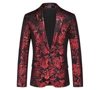 Abito da uomo alla moda Elegante monopetto con profilo basso per spettacoli sul palco Occasioni sociali, Colore: rosso, L