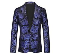 Abito da uomo alla moda Elegante monopetto con profilo basso per spettacoli sul palco Occasioni sociali, Blu, L