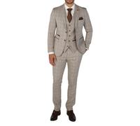 Abito da uomo beige 3 pezzi a quadri su misura abito formale, Beige, 50