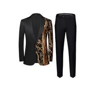 Abito da uomo con paillettes, 2 pezzi, classico, per matrimoni, balli, feste, palcoscenico, monopetto, blazer e pantaloni, A, L