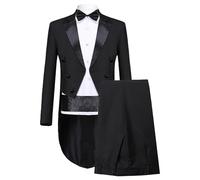 Abito da Uomo Formale, Frac, Smoking, Blazer, Costume da Mago, Coda Lunga, Giacca e Pantaloni, Abito Musicista, 2 Pezzi, Nero, Taglia Grande