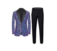 Abito da uomo irregolare con paillettes, 2 pezzi, per cantante, ospite, danza, feste, palcoscenico, spettacoli, blazer e pantaloni, B, L