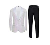 Abito da uomo irregolare con paillettes, 2 pezzi, per cantante, ospite, danza, feste, palcoscenico, spettacoli, blazer e pantaloni, H, L