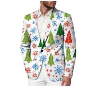 Abito da uomo Natale fiocco di neve stampa Babbo Natale tasca uomo costume di Natale vestito da festa smoking abiti per feste casual Outwear top con tasche blazer da uomo camicia con paillettes uomo