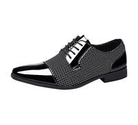 Abito da uomo Oxford Shoes Classic Lace Up Formal Cap Toe Shoes Fashion Lacquer Leather Party Dance Shoes Formal Business Office Work Shoes Slip On Driving Cosy Shoes Christmas Gifts For Men, grigio.,