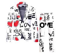 Abito da uomo per San in due pezzi Rose Love All Print Completo giacca stampata, completo di pantaloni, completo di due pezzi superiore e inferiore Vis A Vis (White, M)