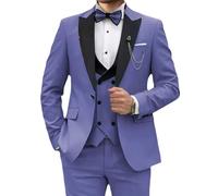 Abito da Uomo Slim Fit, 3 Pezzi, con Revers a Lancia, Giacca da Smoking con Un Bottone, Gilet e Pantaloni, per Matrimonio e Ballo di fine Anno