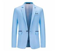 Abito da uomo slim fit uno smoking solido Acket abiti da lavoro per feste di nozze ritorno a casa abiti per uomo uomo tuta in pelle costume, blu cielo, L