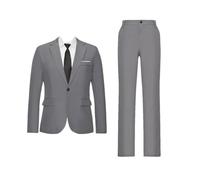 Abito da uomo sottile in 2 pezzi, stile casual, giacca formale, giacca, pantaloni, matrimonio, ballo scolastico, smoking, grigio, XL