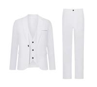 Abito da uomo sottile in 2 pezzi, stile casual, giacca formale, giacca, pantaloni, matrimonio, ballo scolastico, smoking, bianco, L