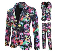 Abito da Uomo Versatile in Poliestere con Design Traspirante, Adatto Sia for Occasioni Formali Che Casual(3 Piece Suit,2XL)