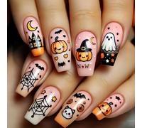 Abito da zucca di lunghezza confortevole, ideale per bambini e adulti, questo Halloween gotico pipistrello chiodo zucca stampa su Halloween arte per feste