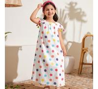 Abito Decorato Con Frange A Stampa A Colori Pieni Dolce Per Giovane Ragazza In Vacanza 6Y,7Y,4Y,5YFloreale,Pois,PianteCotone