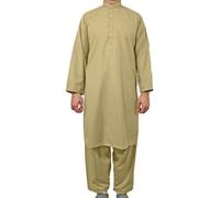 Abito Deserto Marrone Pakistan Indiano Kurta Mens Ragazzi Vestito Vestito 2 Pezzi Camicia Pantaloni Salwar Kameez Marrone XL
