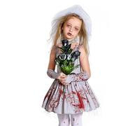 Abito di Halloween Sanguinato - Set di costumi di Halloween Spooky per Halloween, abito da festa color sangue | Outfit spaventoso con velo e glovelette per feste, cosplay, dolcetto o scherzo, casa