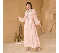 Abito di moda per donne con maniche a lanterna, patchwork floreale e vita stretta in stile retrò romantico L,M,S,XL,XXLGrafico,Tradizione popolareTessuto intrecciato