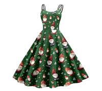Abito di Natale da donna, divertente, con spalline sottili, motivo Hepburn Swing Merry Christmas